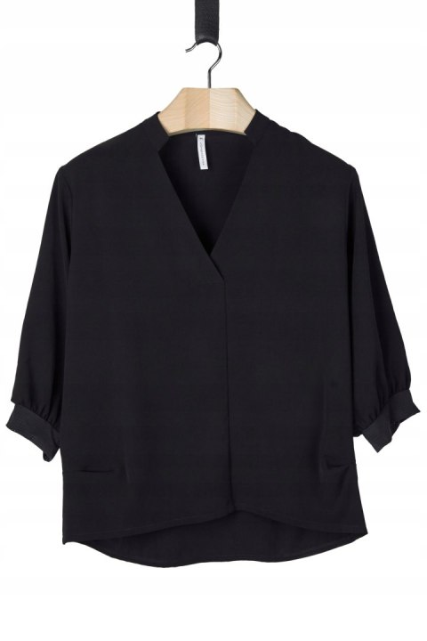 ANIA SCHIERHOLT elegancka bluzka koszulowa od projektantki głęboka czerń 40