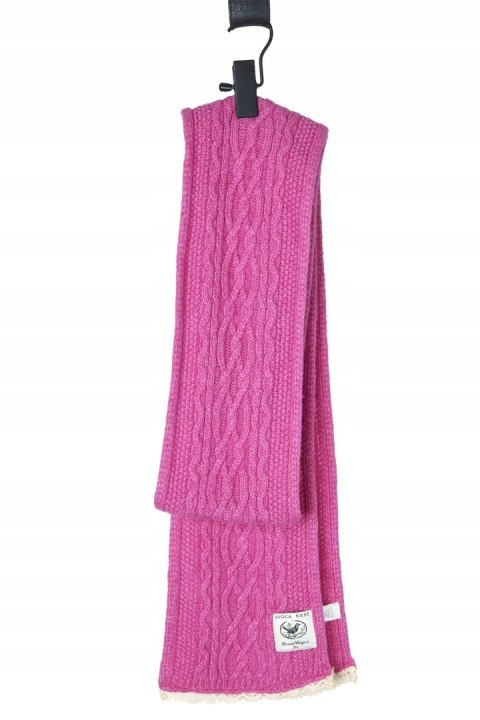 AVOCA mięciutki szalik wełna kaszmirska kolor magenta piękny splot