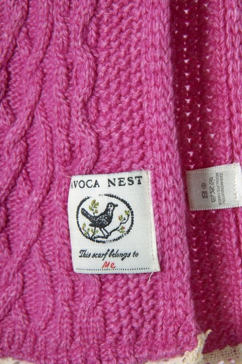 AVOCA mięciutki szalik wełna kaszmirska kolor magenta piękny splot