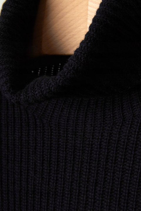 ELENA MIRO wyjątkowy sweter ciemny granat boczne guziki L