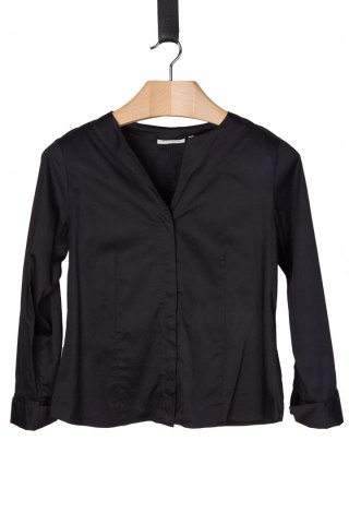 ETERNA elegancka bluzka koszulowa głęboka czerń połyskliwa bawełna 40