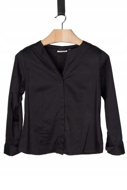 ETERNA elegancka bluzka koszulowa głęboka czerń połyskliwa bawełna 40