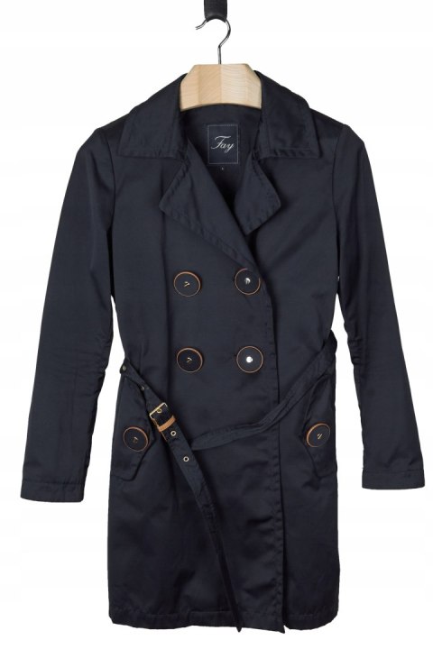 FAY elegancki włoski płaszcz vintage ciemny granat L