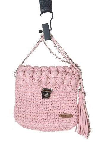 Fantastyczna torebka HANDMADE BOHO szydełkowa ze sznurka delikatny róż