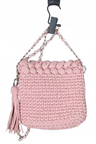 Fantastyczna torebka HANDMADE BOHO szydełkowa ze sznurka delikatny róż