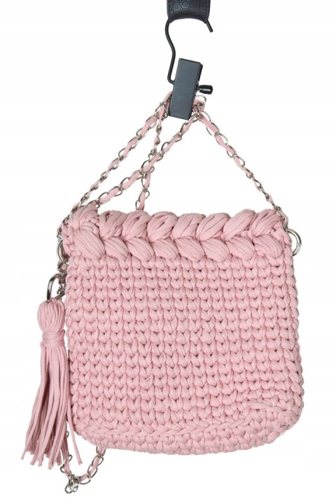 Fantastyczna torebka HANDMADE BOHO szydełkowa ze sznurka delikatny róż