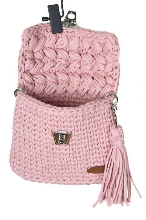Fantastyczna torebka HANDMADE BOHO szydełkowa ze sznurka delikatny róż