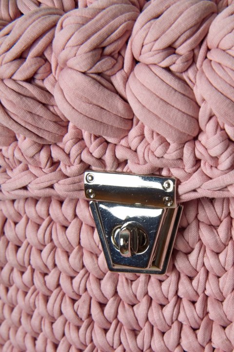 Fantastyczna torebka HANDMADE BOHO szydełkowa ze sznurka delikatny róż