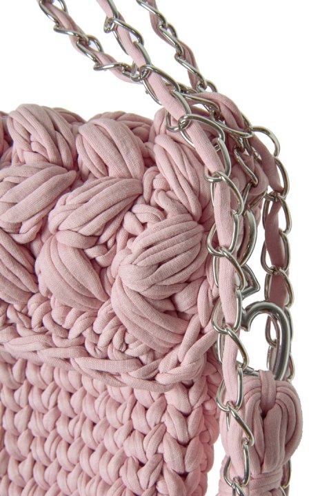 Fantastyczna torebka HANDMADE BOHO szydełkowa ze sznurka delikatny róż