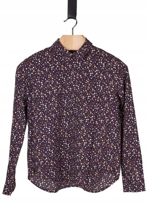 HESSNATUR fantastyczna bluzka koszulowa kolor bakłażanu w groszki 38