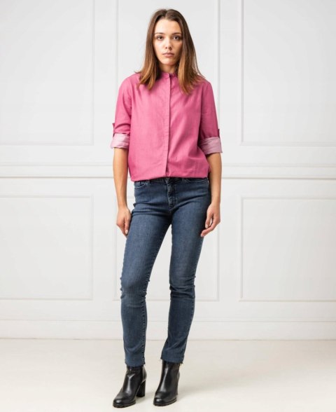 HUGO BOSS słodka bluzka koszulowa piękny amarantowy kolor 36