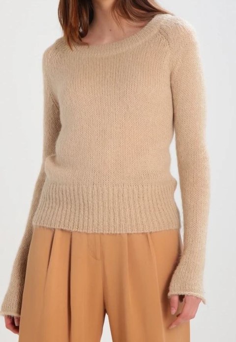 HUNKYDORY mięciutki sweter pastelowy beż kid moher L