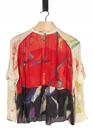 LALA BERLIN luksusowa bluzka koszulowa falbany multi patchwork S