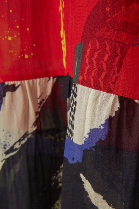 LALA BERLIN luksusowa bluzka koszulowa falbany multi patchwork S