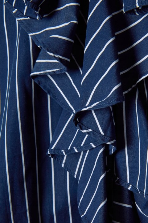 LAUREN RALPH LAUREN elegancka bluzka koszulowa z żabotem ciemny granat XL