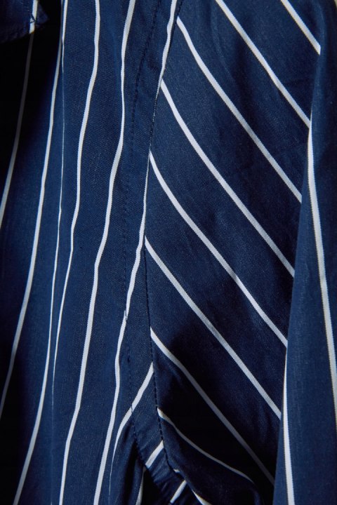 LAUREN RALPH LAUREN elegancka bluzka koszulowa z żabotem ciemny granat XL