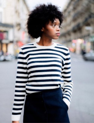 LINNEA LUND luksusowy mięsisty sweter kaszmir w paski S