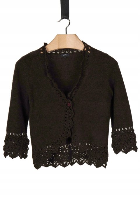 MARKS & SPENCER wyjątkowy sweter wełna jagnięca gorzka czekolada 38