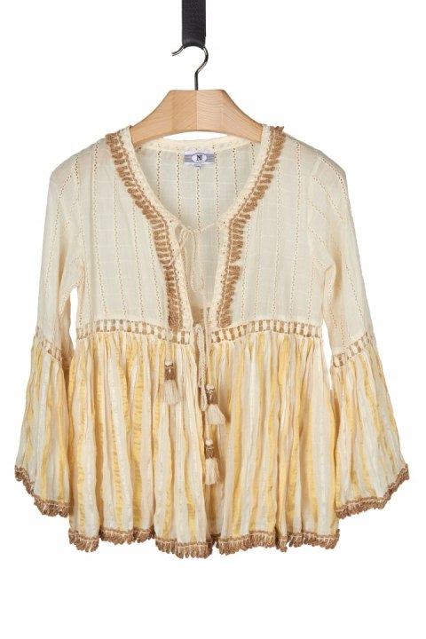 NJ COUTURE śliczna bluzka koszulowa tunika boho S/M