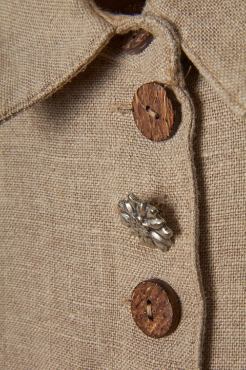 Niepowtarzalna bluzka koszulowa bluza surowy len 44