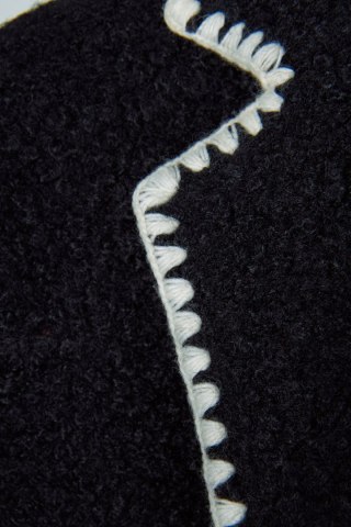 Nietuzinkowa włoska marynarka ciekawa faktura baranka klasyczna czerń M/L