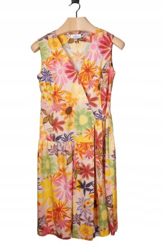 PIU&PIU kolorowa włoska sukienka kwiatowe wzory wysokogatunkowa bawełna 42