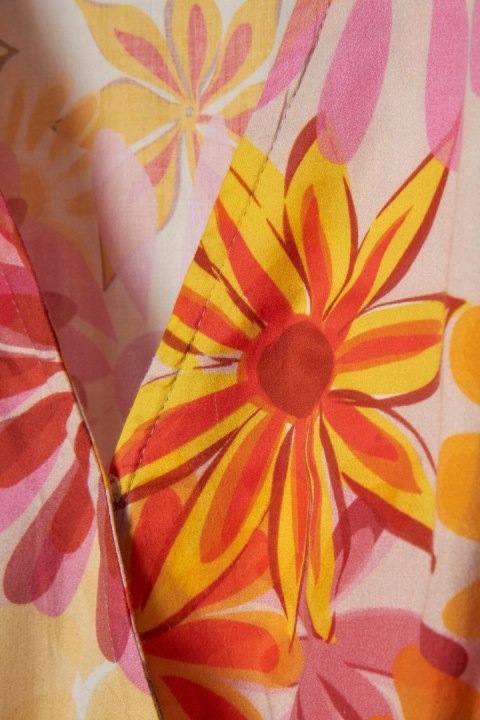 PIU&PIU kolorowa włoska sukienka kwiatowe wzory wysokogatunkowa bawełna 42