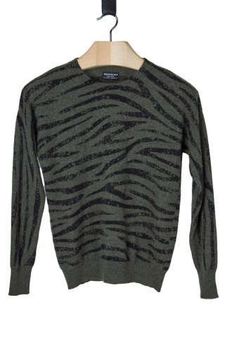 REPEAT silver edition fenomenalny sweter kaszmir tygrysie paski khaki 38
