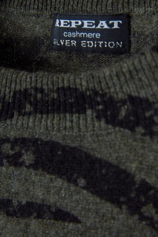 REPEAT silver edition fenomenalny sweter kaszmir tygrysie paski khaki 38