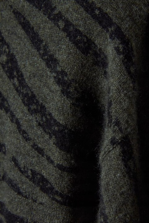 REPEAT silver edition fenomenalny sweter kaszmir tygrysie paski khaki 38