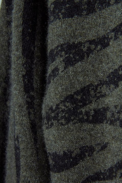 REPEAT silver edition fenomenalny sweter kaszmir tygrysie paski khaki 38