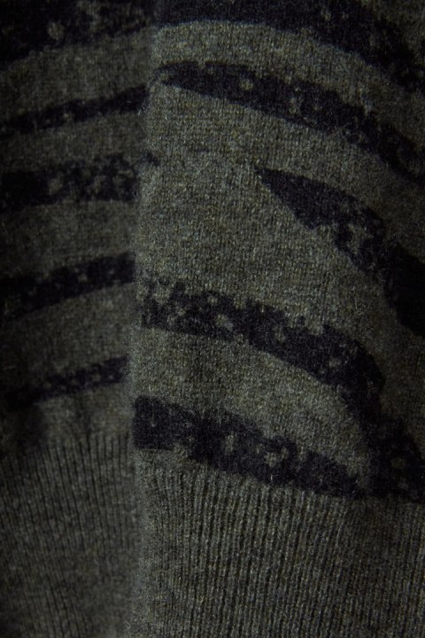REPEAT silver edition fenomenalny sweter kaszmir tygrysie paski khaki 38