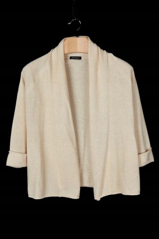 REPEAT wyjątkowy sweter narzutka bawełna kremowy kolor 38