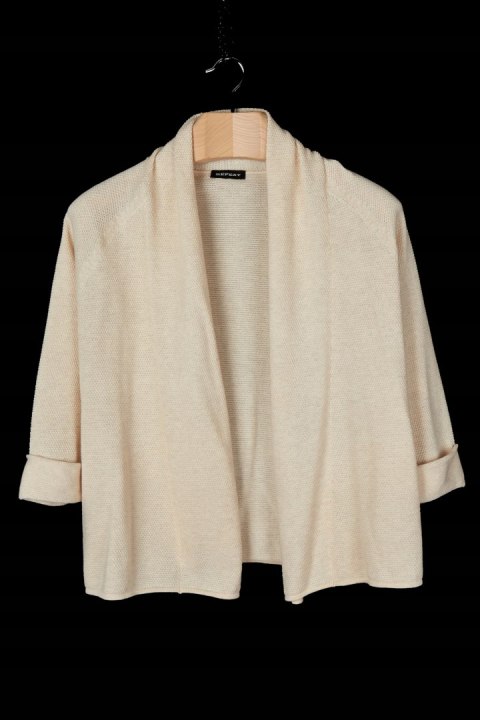 REPEAT wyjątkowy sweter narzutka bawełna kremowy kolor 38