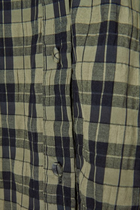 SECOND FEMALE wyszukana bluzka koszulowa w kratkę khaki XS/S