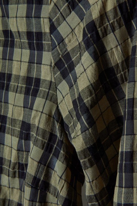 SECOND FEMALE wyszukana bluzka koszulowa w kratkę khaki XS/S