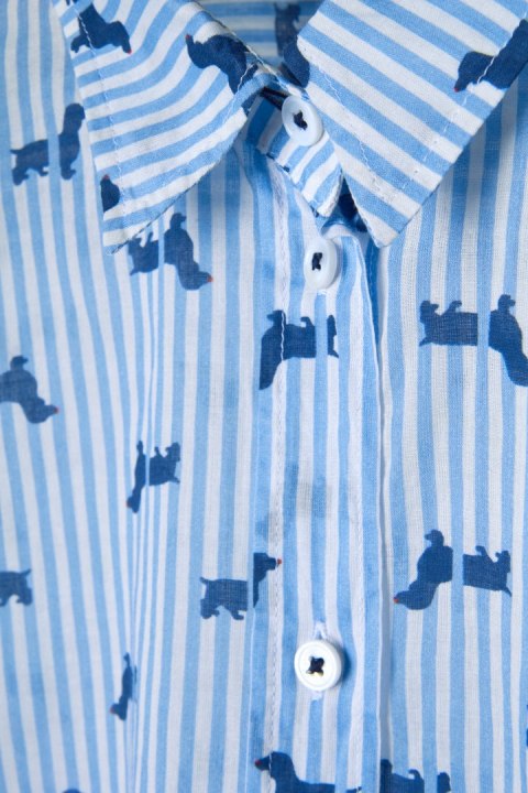 SEIDENSTICKER niebanalna bluzka koszulowa motyw psa jamnika L/XL