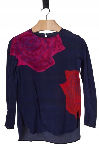 SPORTMAX luksusowa bluzka koszulowa jedwab malowane kwiaty S