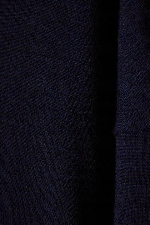 WHYCI MILANO nietuzinkowa włoska sukienka delikatna wełna ciemny granat 38