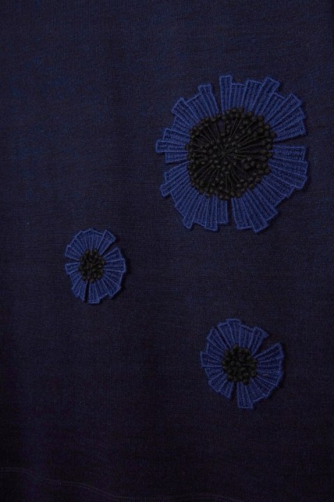 WHYCI MILANO nietuzinkowa włoska sukienka delikatna wełna ciemny granat 38