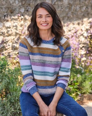 WOOLOVERS mięciutki sweter wełna jagnięca wielokolorowy XS