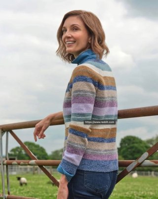 WOOLOVERS mięciutki sweter wełna jagnięca wielokolorowy XS