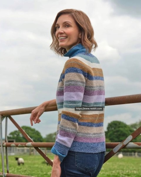 WOOLOVERS mięciutki sweter wełna jagnięca wielokolorowy XS