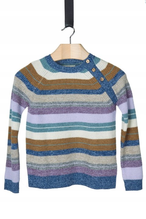 WOOLOVERS mięciutki sweter wełna jagnięca wielokolorowy XS