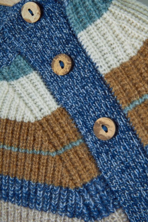 WOOLOVERS mięciutki sweter wełna jagnięca wielokolorowy XS