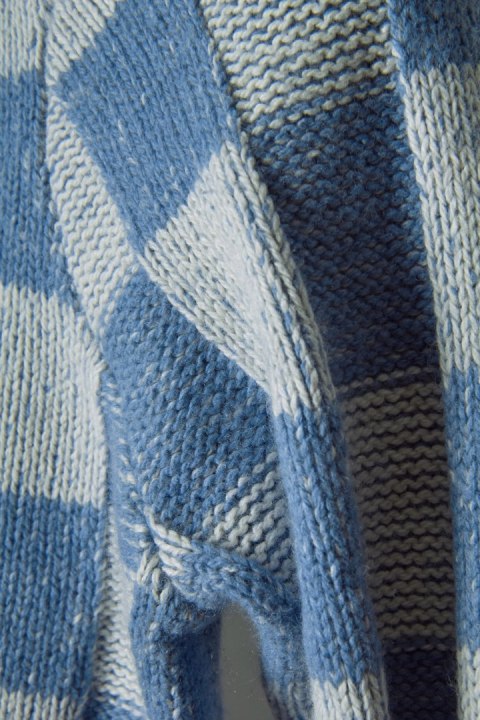 WOOLOVERS niespotykany sweter w kratkę błękitny kolor S