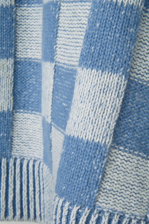 WOOLOVERS niespotykany sweter w kratkę błękitny kolor S