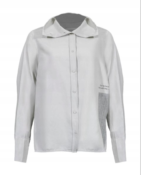 ANNETTE GORTZ - wyszukana bluzka koszulowa wełna len - S