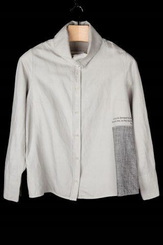 ANNETTE GORTZ - wyszukana bluzka koszulowa wełna len - S