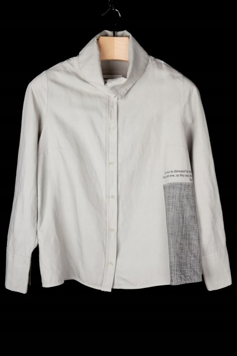 ANNETTE GORTZ - wyszukana bluzka koszulowa wełna len - S